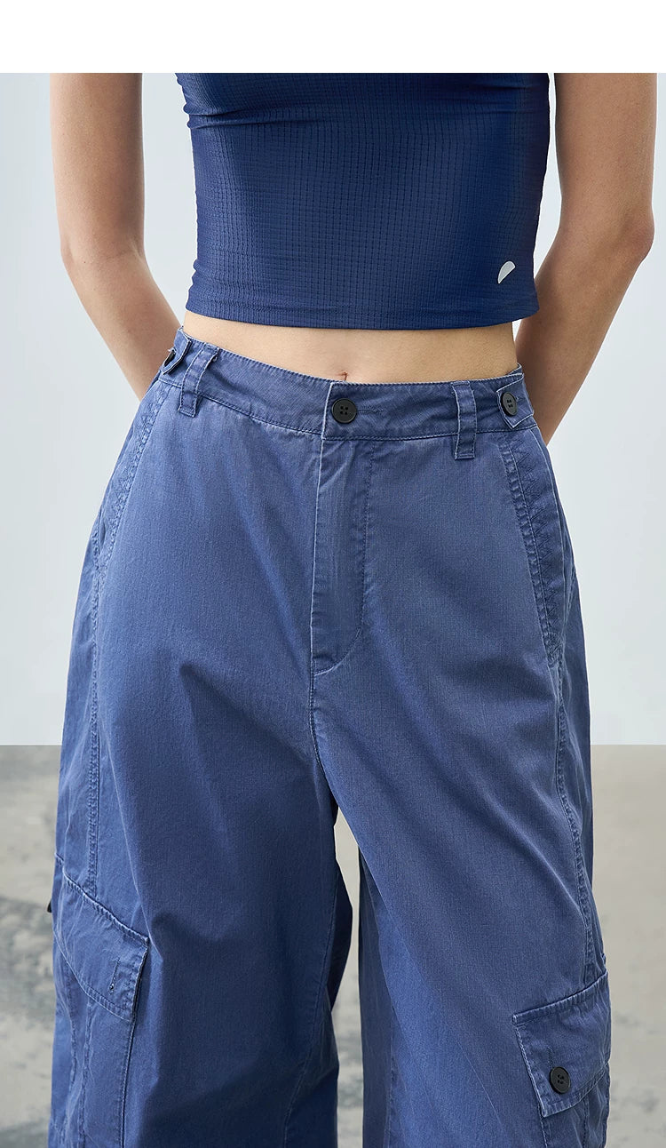 Loose Casual Textured Washed Curved Leg Pants Secondary image
