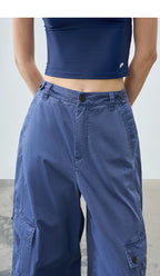 Loose Casual Textured Washed Curved Leg Pants