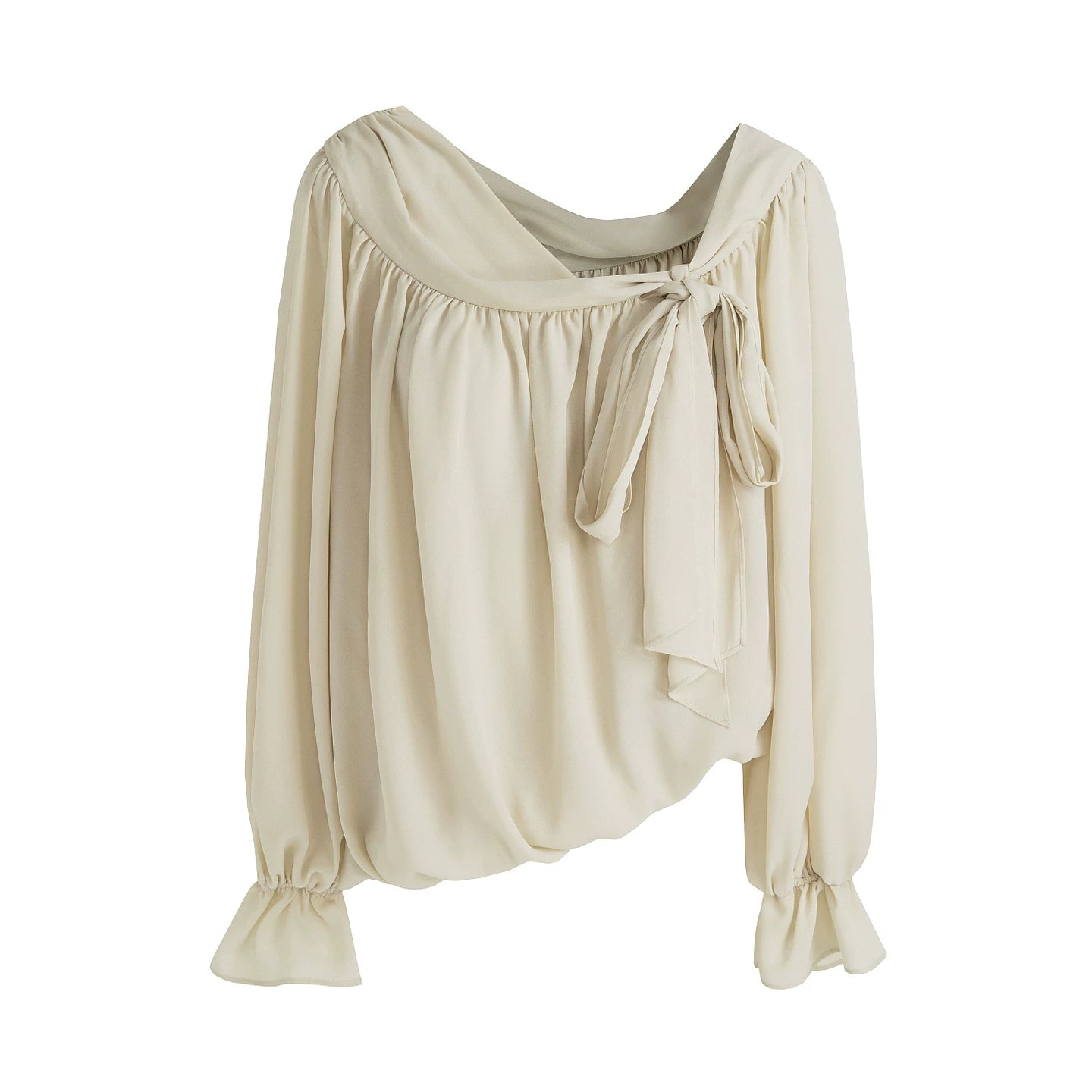 French-Inspired Asymmetric One-Shoulder Shirt