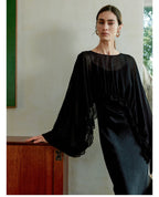 Versatile Sheer Chiffon Textured Ruffle Top
