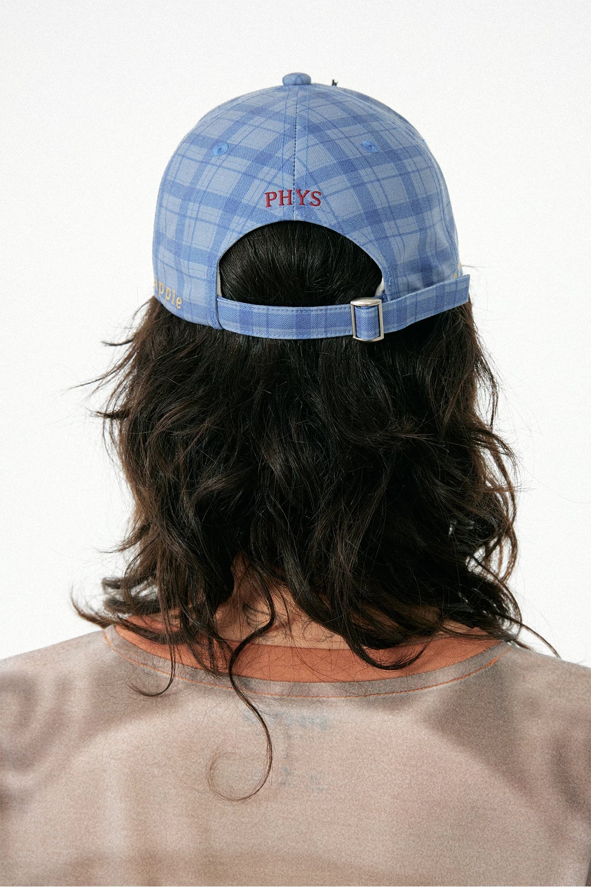 Adjustable Plaid Baseball Cap with Cute Little Scientist Character
