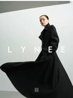 A-Line Hem Waist-Cinching Wool Trench Coat