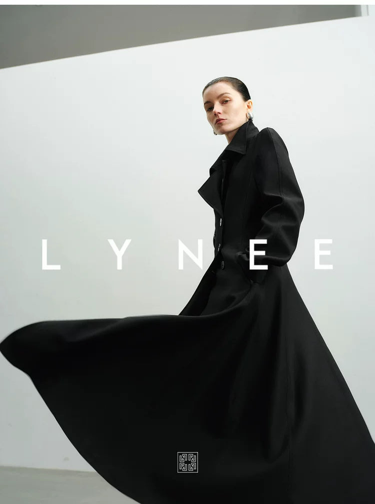 A-Line Hem Waist-Cinching Wool Trench Coat