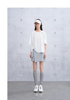 Loose Casual Waffle Knit Asymmetrical Short Sleeve T-Shirt