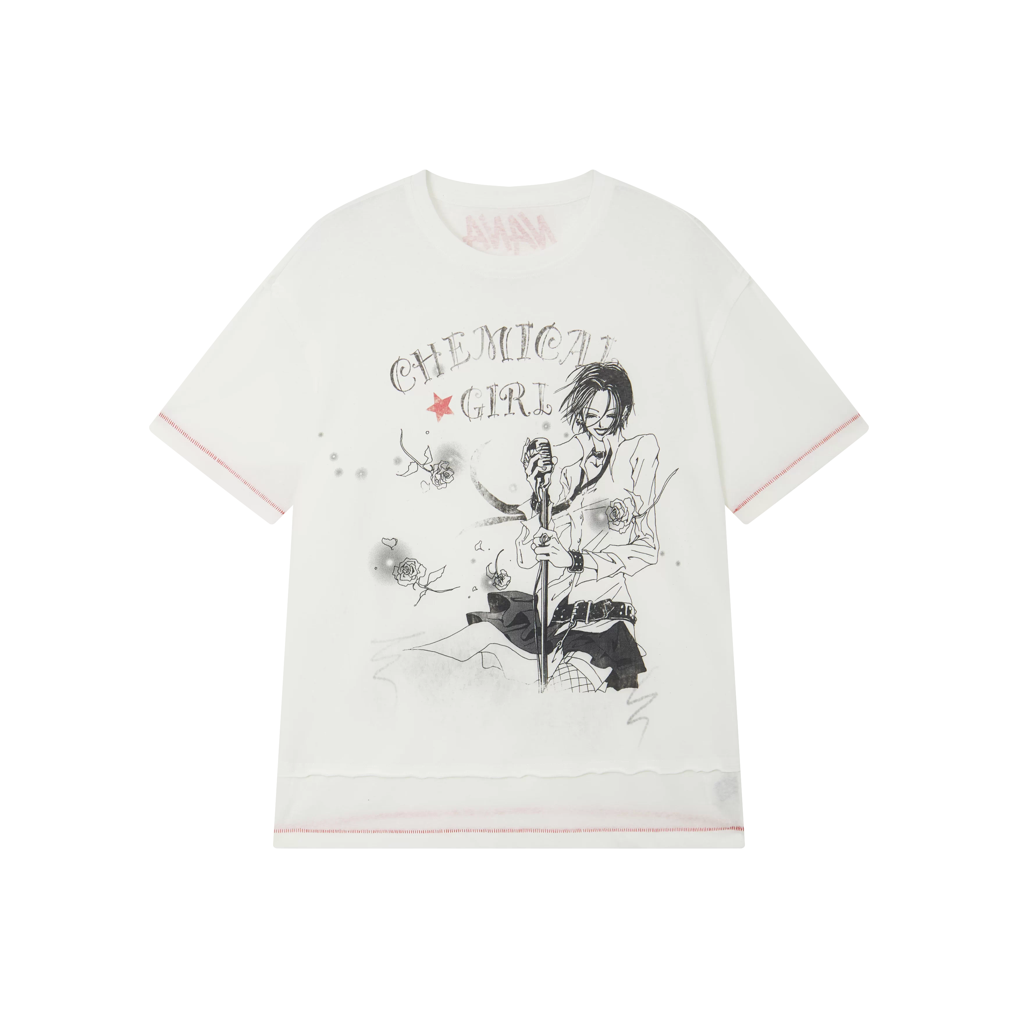 NANA Collaboration Vintage Loose Fit Printed Embroidered Short Sleeve T-Shirt