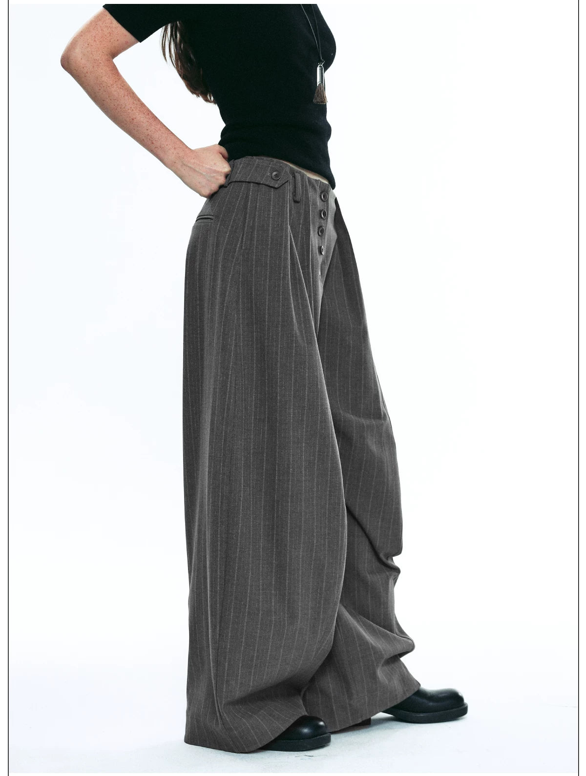 Women’s Striped Loose Wide-Leg Casual Kendo Pants