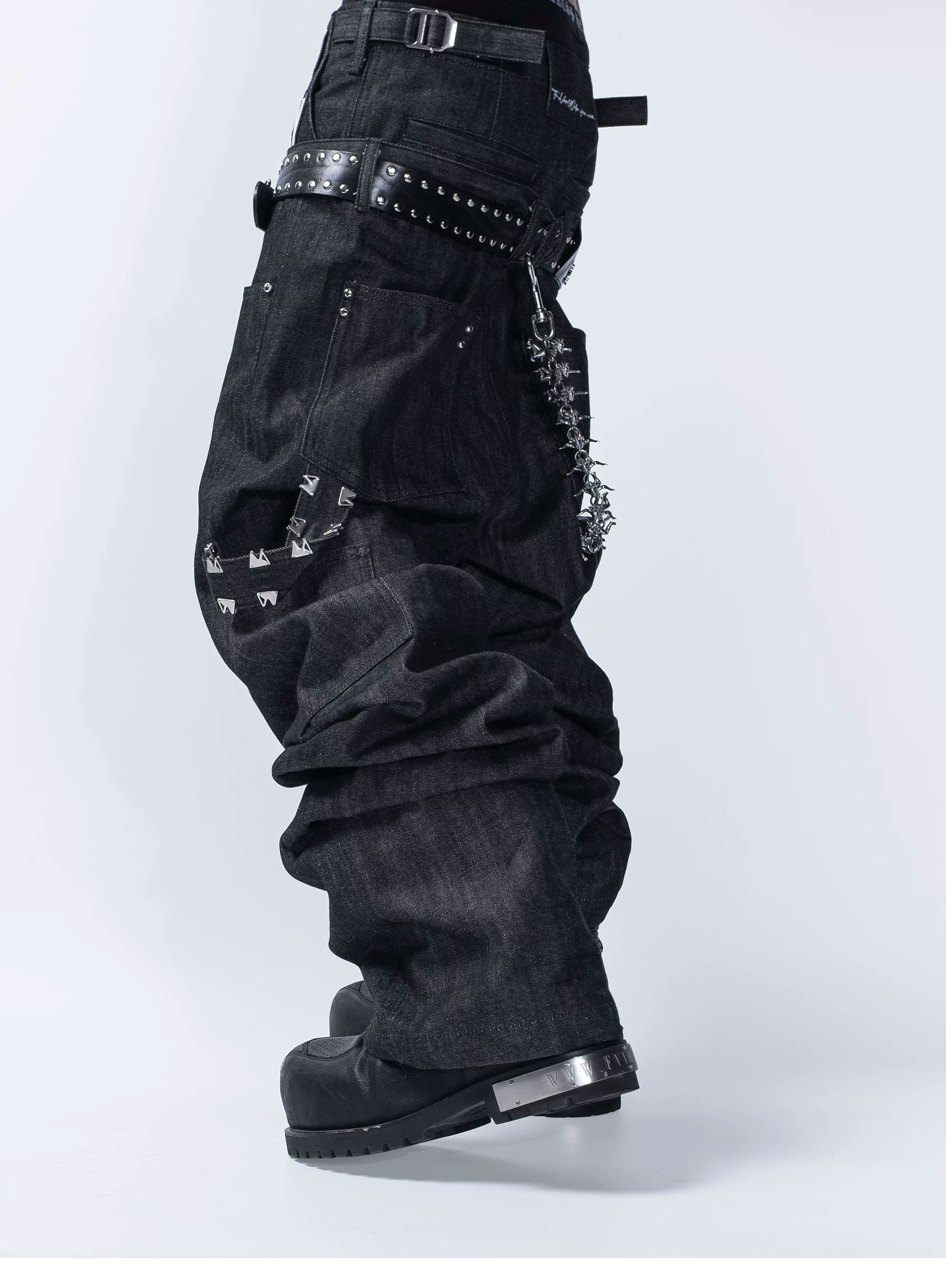 FVVO PunkFreeGuys Patch & Stud Pants