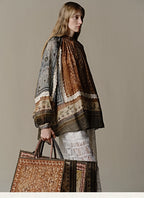 Printed Lace Panel Blouse