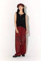 Retro Sun Print Loose Fit Casual Pants – Breathable Spring/Summer Trousers