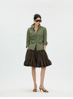 Washed Utility Shirt Jacket with Adjustable Waist