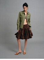 Washed Utility Shirt Jacket with Adjustable Waist