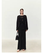 Versatile Sheer Chiffon Textured Ruffle Top
