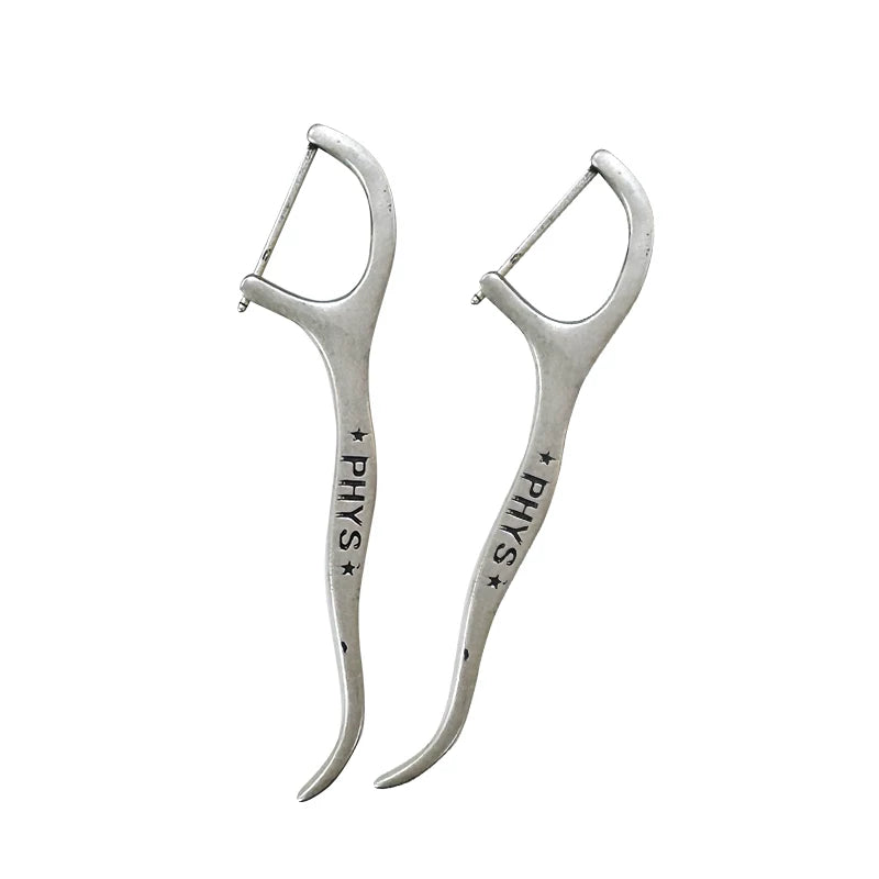 Vintage Industrial Matte Letter & Star Minimalist Threader Earrings – Unique Distressed Design