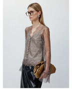 Women's Lace Trim V-Neck Slim Fit Layering Top