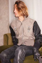 Leather-Sleeve Utility Jacket