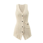 French Vintage Sleeveless Pointelle Knit Vest for Summer
