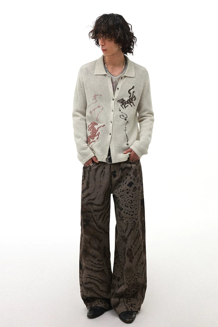 Horse Year Floral Jacquard Knit Cardigan