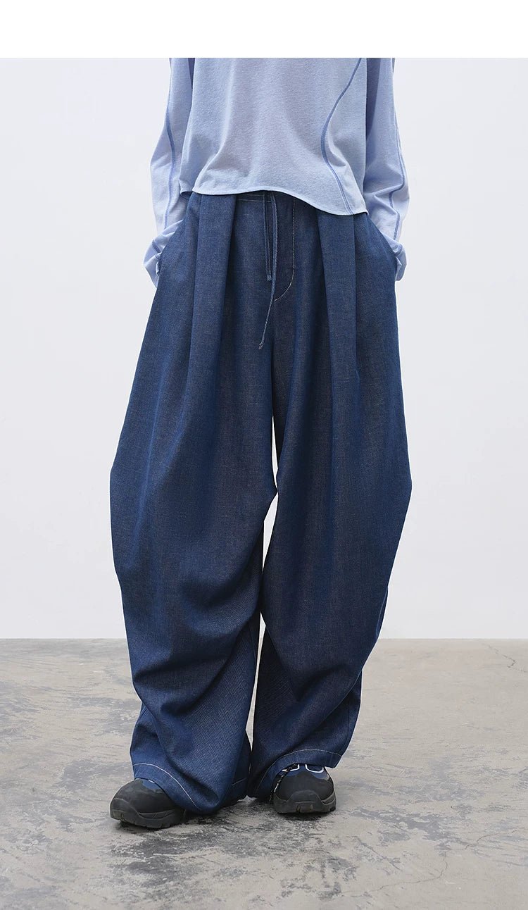Loose Casual Wide-Leg Drapey Jeans