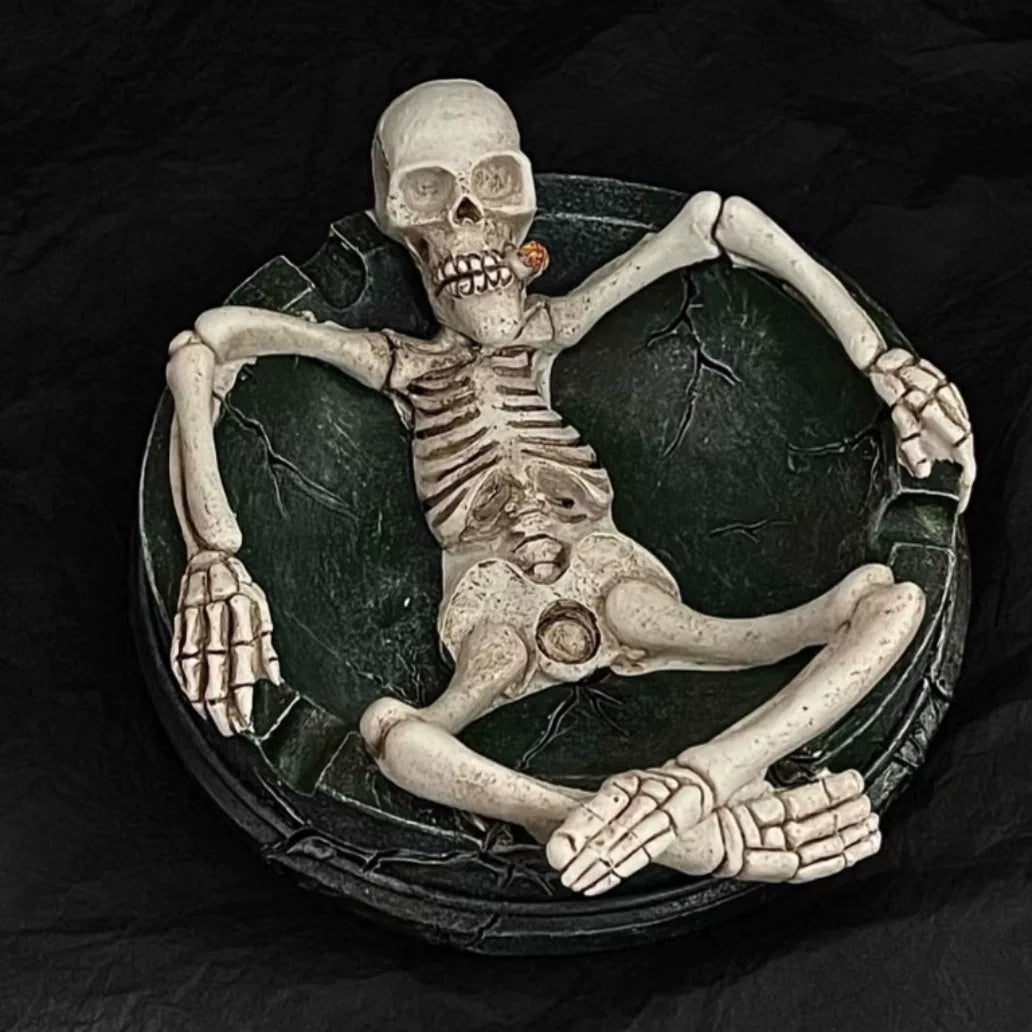 Gothic Punk Reclining Skeleton Ashtray
