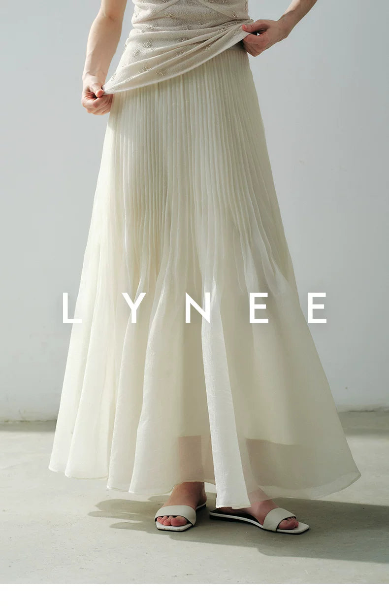 Pleated Mermaid Hem Midi Skirt