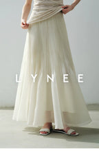 Pleated Mermaid Hem Midi Skirt