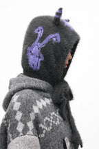 Grotesque Faux Mink Snail Star Knit Beanie
