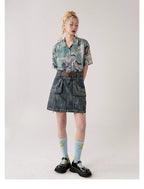 Retro Dye-Wash Graphic Short Sleeve Shirt