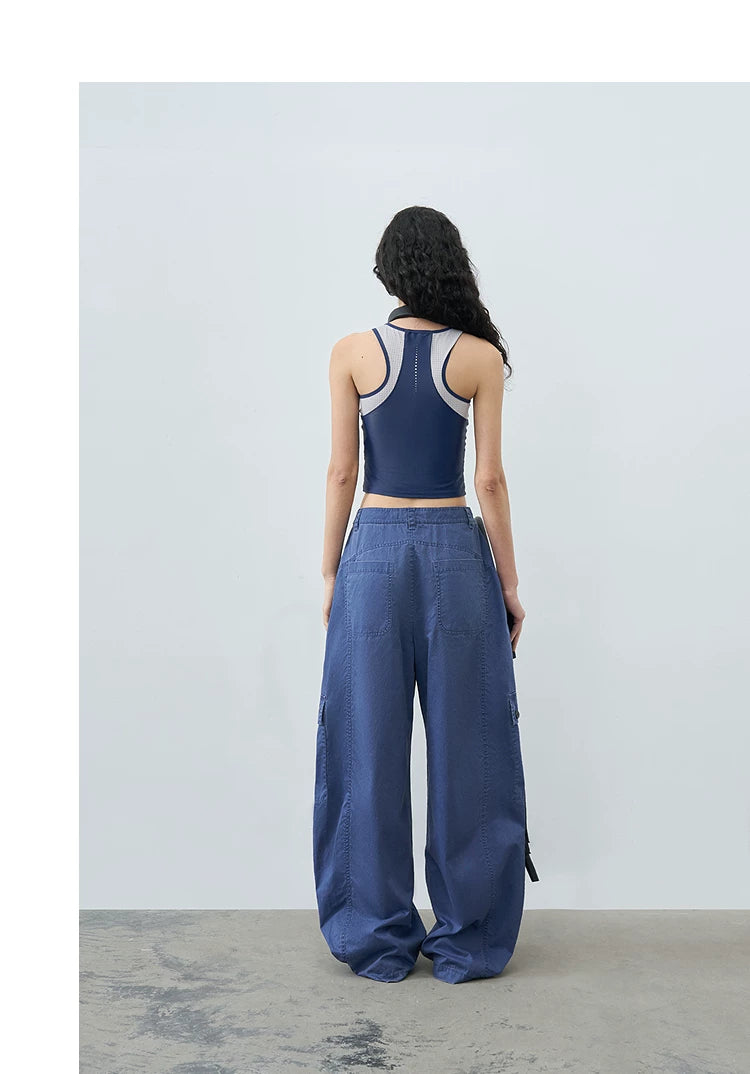 Summer Slim-Fit Two-in-One Color-Block Round Neck Tank Top
