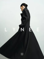 A-Line Hem Waist-Cinching Wool Trench Coat