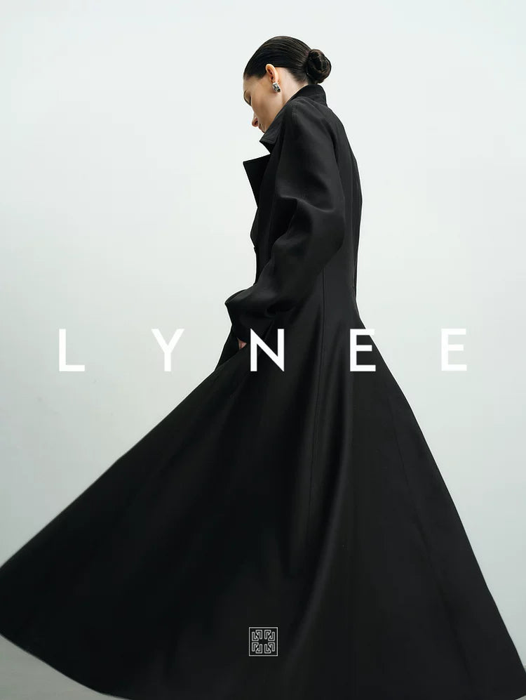 A-Line Hem Waist-Cinching Wool Trench Coat