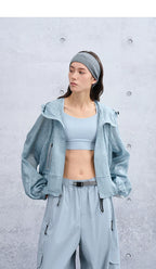 Summer Loose Casual Hooded Jacket with Drawstring Waist