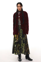 Year of the Horse Velvet Embroidered Chinese Frog Button Stand Collar Cardigan Jacket
