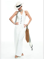French-Inspired V-Neck Sleeveless Fitted Vest