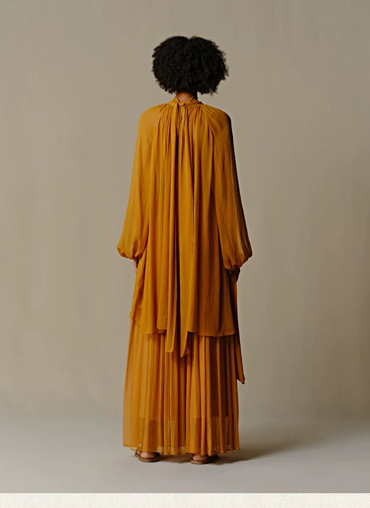 Mulberry Silk Pleated Midi Skirt