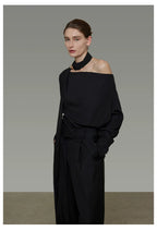 Elegant V-Neck Tie Detail Minimalist Shirt