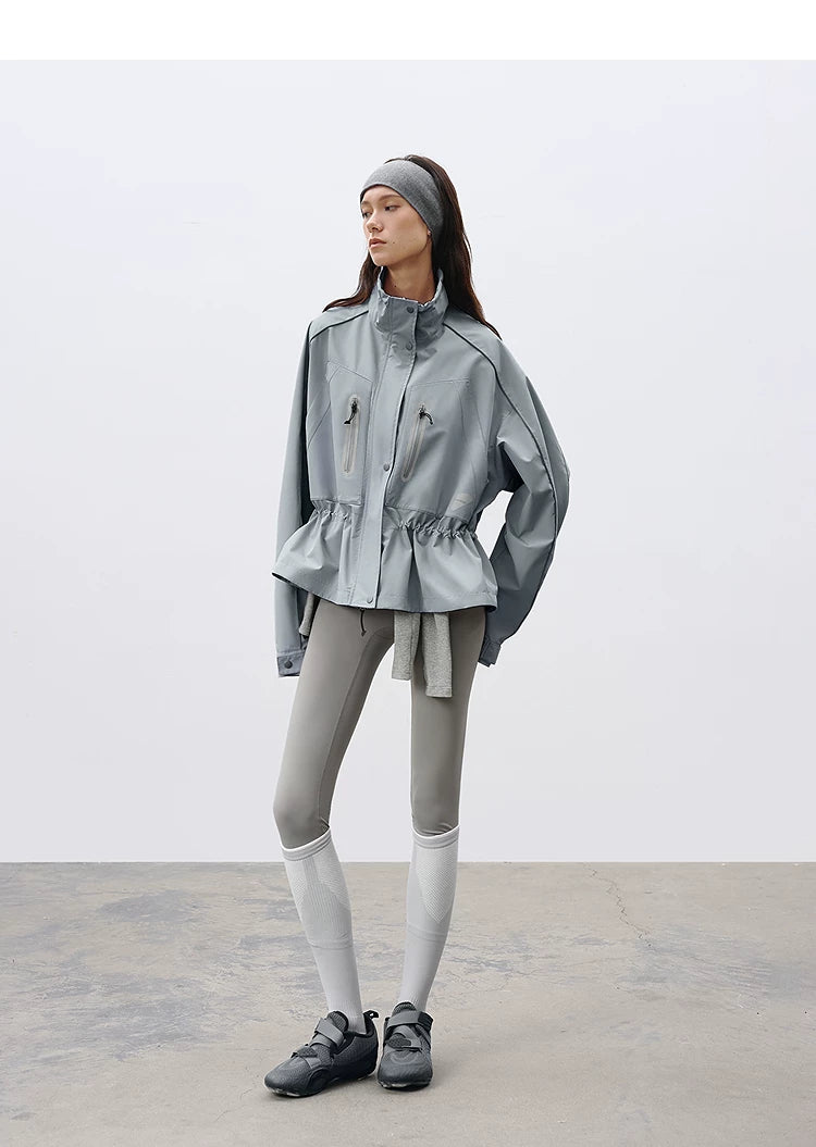Relaxed Fit Stand Collar Boxy Lightweight Outdoor Jacket – Short Cropped Style