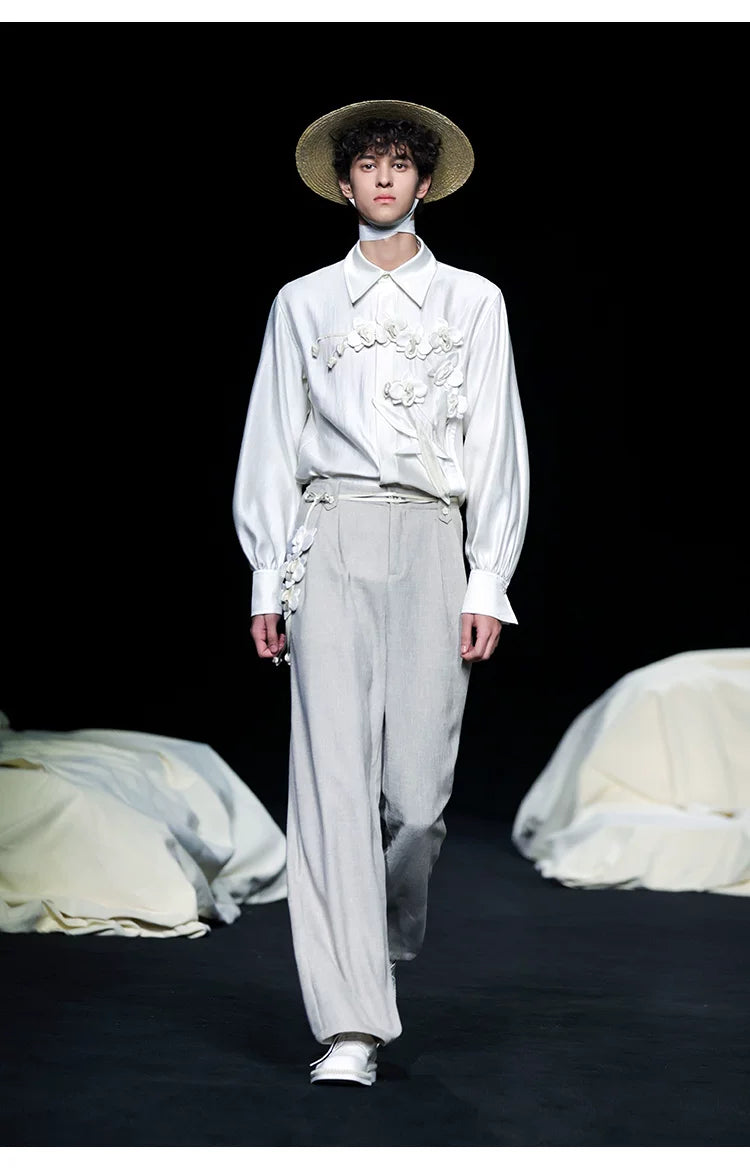 French Orchid Satin Relaxed-Fit Shirt Secondary image