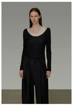 Asymmetric Faux Two-Piece Knit Top
