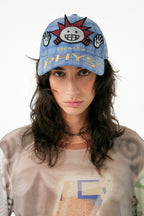 Adjustable Plaid Baseball Cap with Cute Little Scientist Character