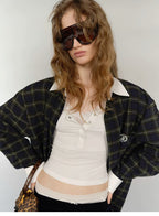 Faux Two-Piece Lace U-Neck Henley Layering Top
