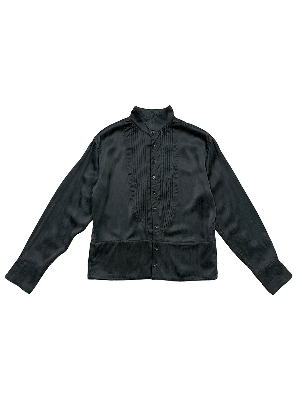 Stand-Collar Cupro Button-Down Shirt