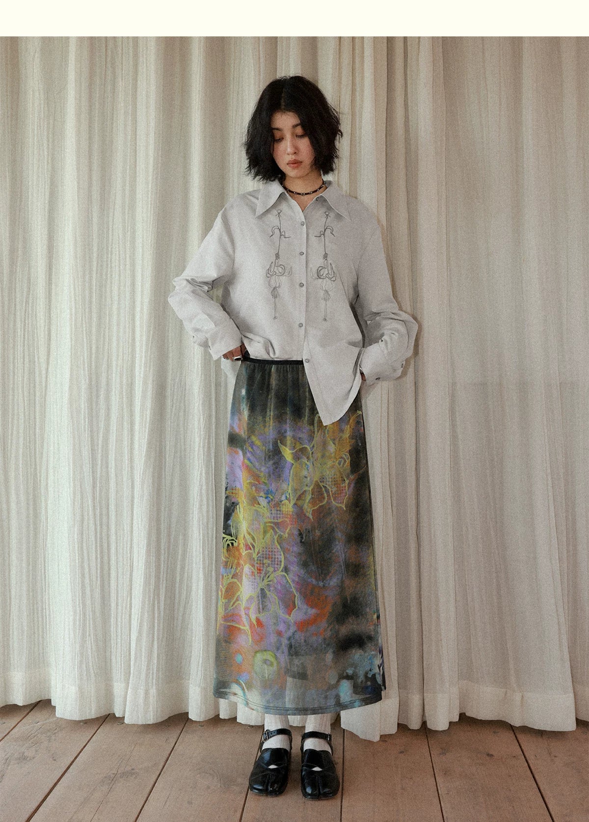 Lily Orchid A-Line Mesh Midi Skirt