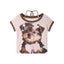 Puppy Polka Dot Contrast Crop T-Shirt