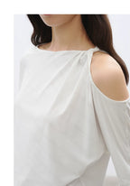 Slim Fit Round Neck Hollow Twist Knot Asymmetrical Hem T-Shirt