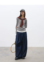 Crew Neck Relaxed Fit Layered-Look Striped T-Shirt – Casual Two-in-One Tee