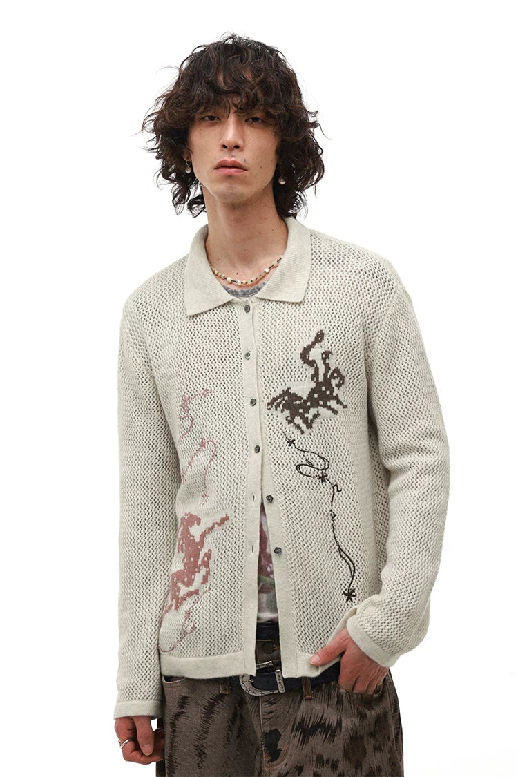 Horse Year Floral Jacquard Knit Cardigan