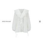 Embroidered Ruffle Collar Blouse