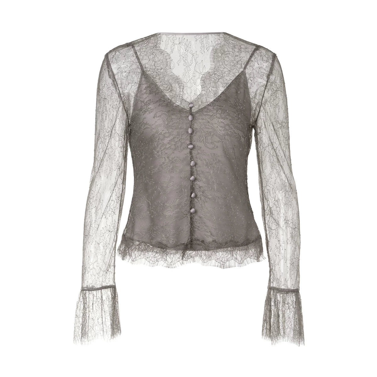 Women's Lace Trim V-Neck Slim Fit Layering Top Main image