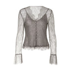Women's Lace Trim V-Neck Slim Fit Layering Top