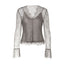 Women's Lace Trim V-Neck Slim Fit Layering Top
